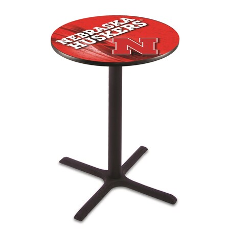 Holland Bar Stool Co 42" Blk Wrinkle Nebraska Pub Table, 28" dia. Top L211B4228NebrUn-D2